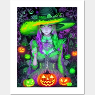 Halloween Cute Spooky Black Witch Posters and Art